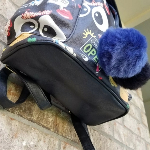 Dream Control BLACK Backpack Purse (12x14x5) Street Graffiti Emoji Cartoon Bag - Picture 6 of 9